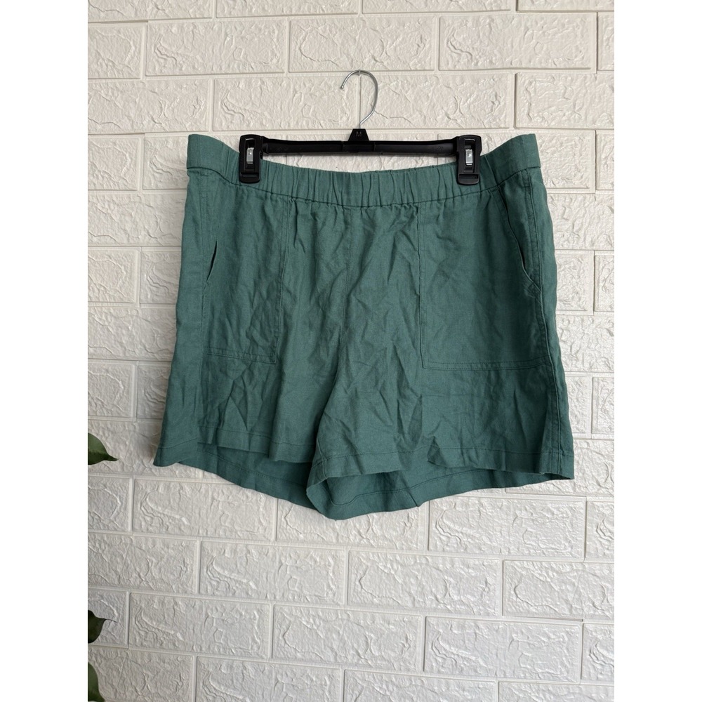 J. Crew Womens Green Linen-Blend Pull-On Shorts Size L 4-Inch Inseam